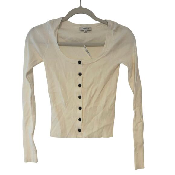 NWT Madewell The Signature Knit Scoopneck Cardigan In Winter White Size XXS - Picture 2 of 5